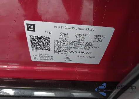 2020 Buick Enclave Fwd Premium from USA, damaged, VIN 5GAERCKW7LJ291370